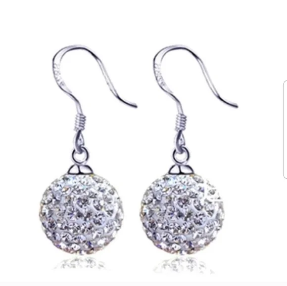 Swarovski Elements 925 Sterling Silver Disco Ball Drop Earrings NEW - Picture 14 of 15